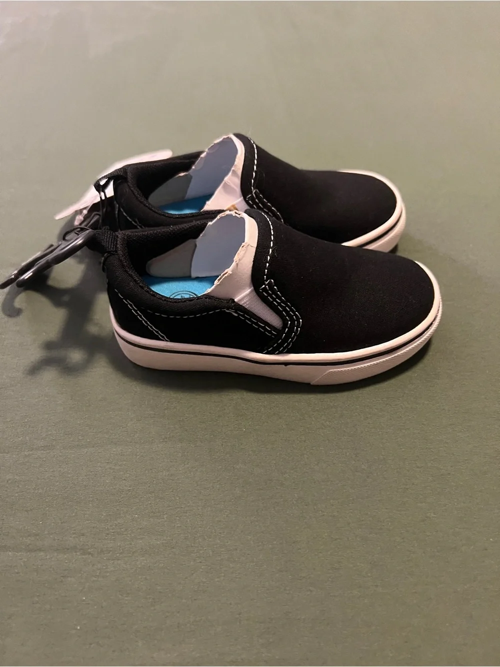 Black Slip-On Canvas Sneakers with White Trim Baby Size 6